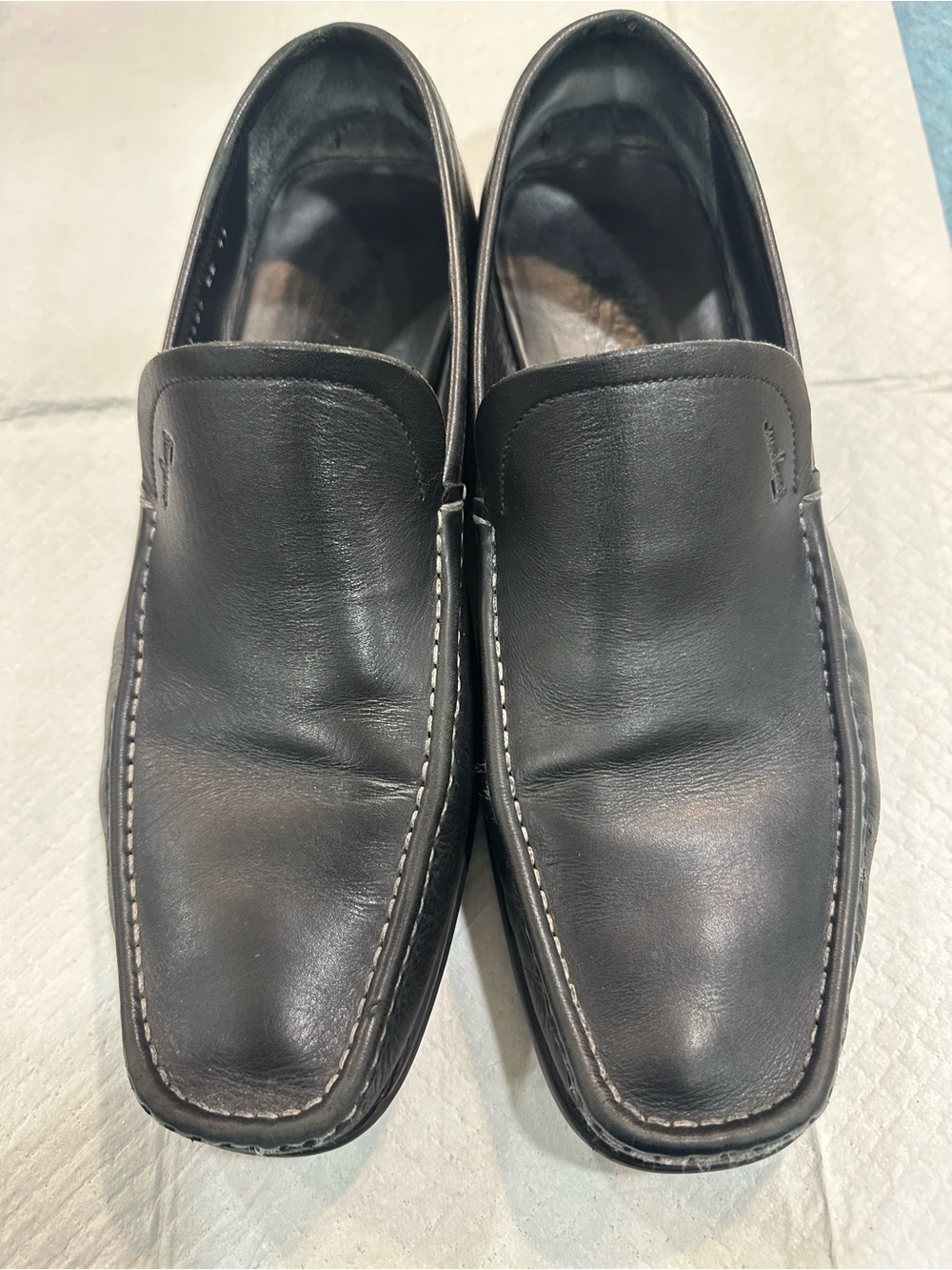 Salvatore Ferragamo Black Leather Slip-On Loafers - made in Italy size 11